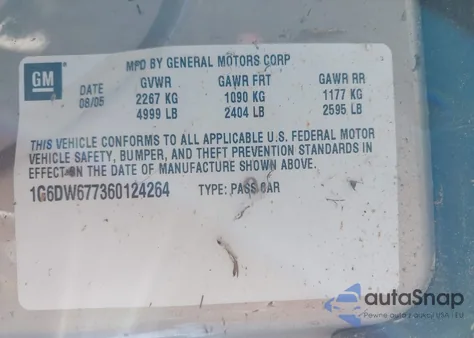 2006 Cadillac Sts V6 from USA, damaged, VIN 1G6DW677360124264